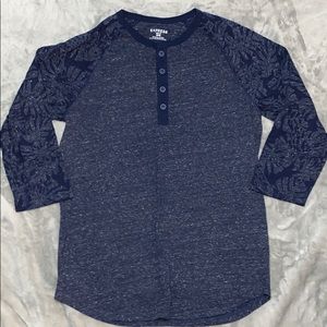 Express Navy Long Sleeve Henley Shirt